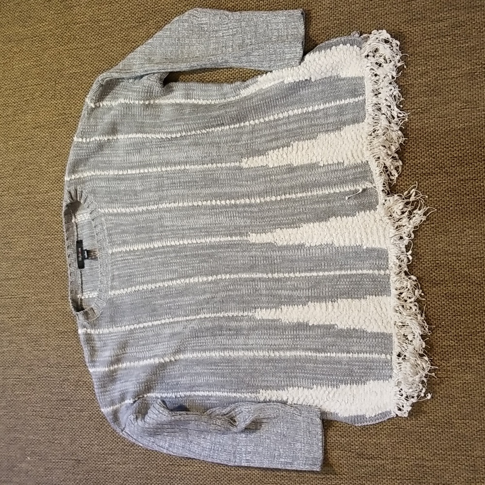 Large, gray and white sweater
